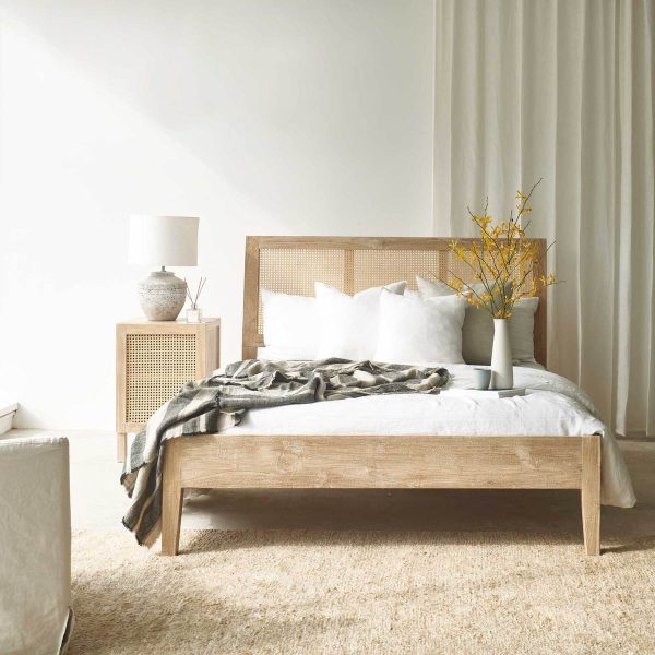 Rattan Bed - Whitewash - Gambar 6
