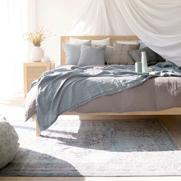 Rattan Bed - Whitewash - Gambar 5