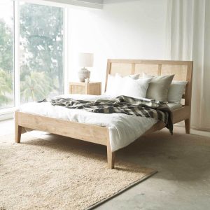 Rattan Bed - Whitewash - King Size