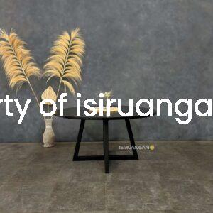 meja bundar hitam kayu jati