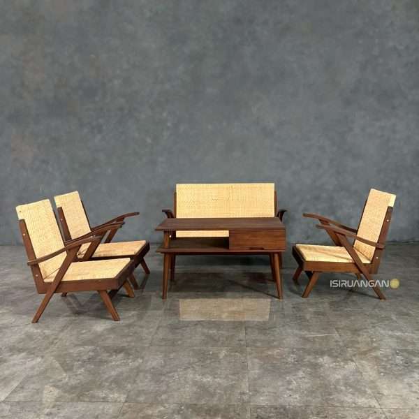 set meja tamu rotan