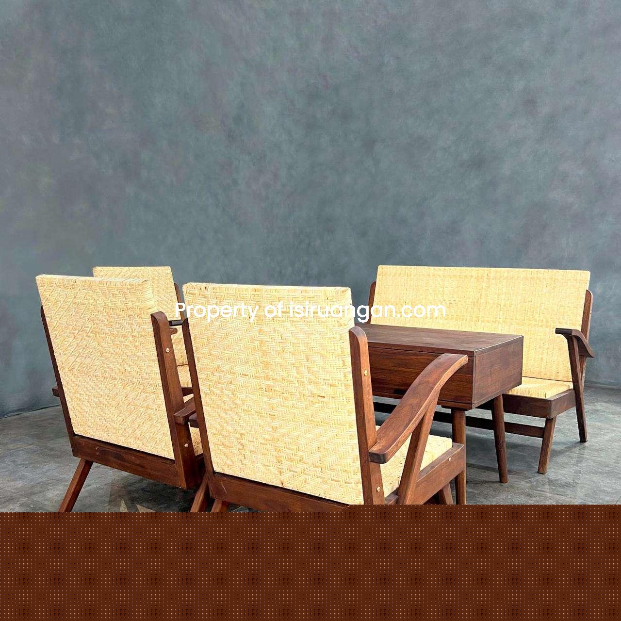 Set Meja Tamu Retro set meja tamu rotan