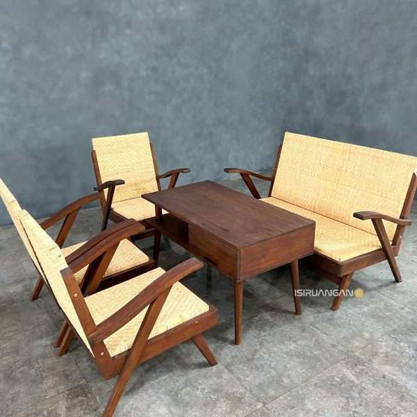 set meja tamu rotan