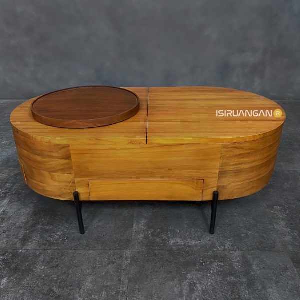 Meja Tamu unik Kayu Jati Plorvis