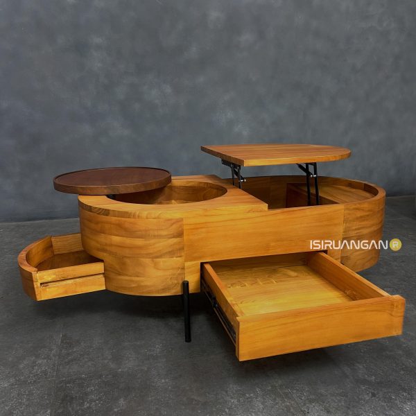 Meja Tamu unik Kayu Jati Plorvis